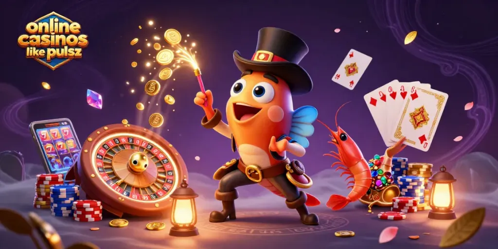 Engage with thrilling action at online casinos like pulsz with vibrant characters and casino elements.