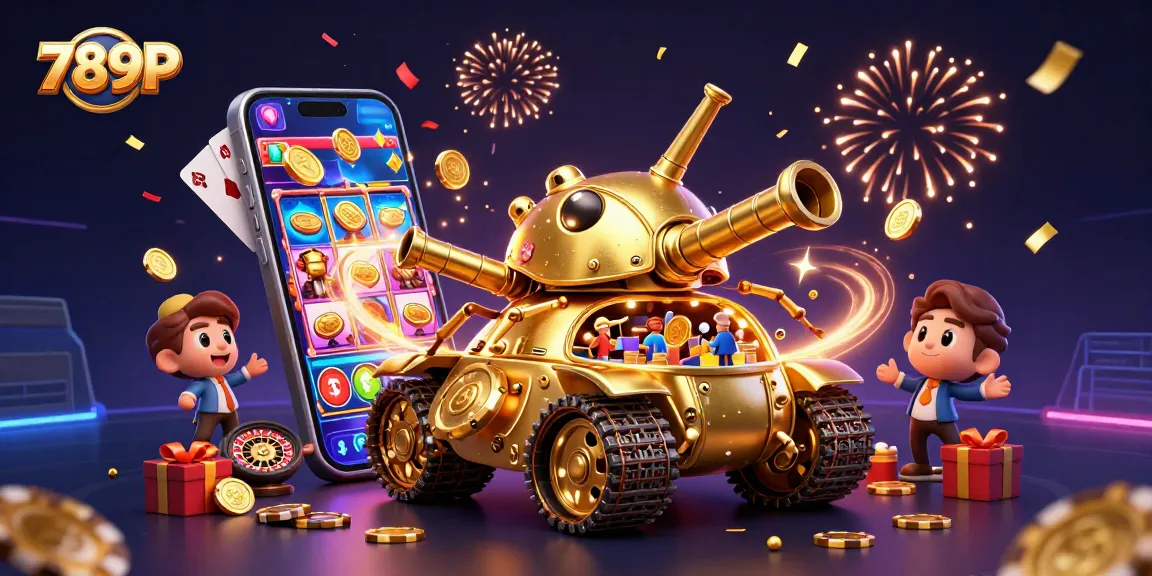 Engage with the vibrant 789P online casino experience featuring a golden beetle tank and celebratory elements.