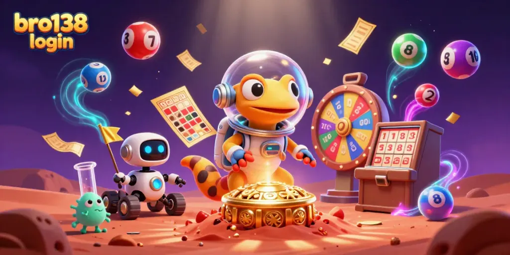 Join the fun with bro138 login as the Martian gecko discovers a golden casino world!