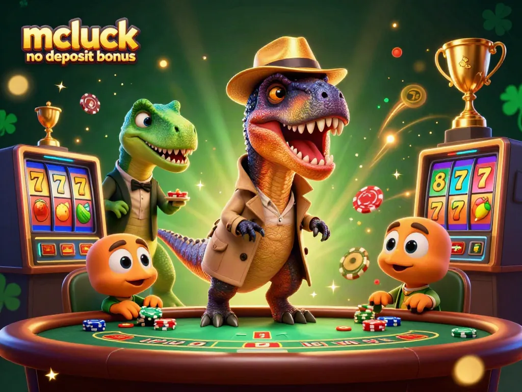 Experience the excitement of the mcluck no deposit bonus with vibrant casino characters and dynamic slot elements.