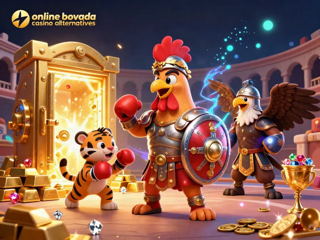 Engage with online bovada casino alternatives in this dynamic 3D scene of gaming excitement.
