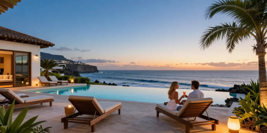 Cancasa luxury villa in the Canary Islands with sunset views and infinity pool.