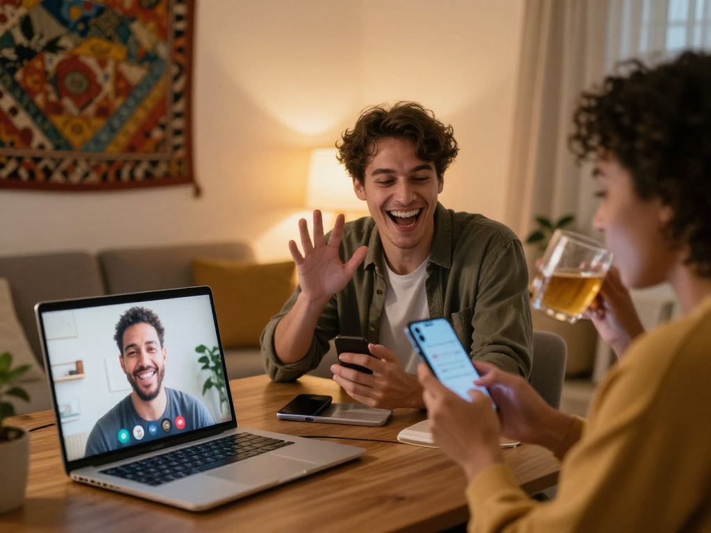 Engaging random chat scene showcasing diverse individuals enjoying private video conversations, emphasizing genuine connections.