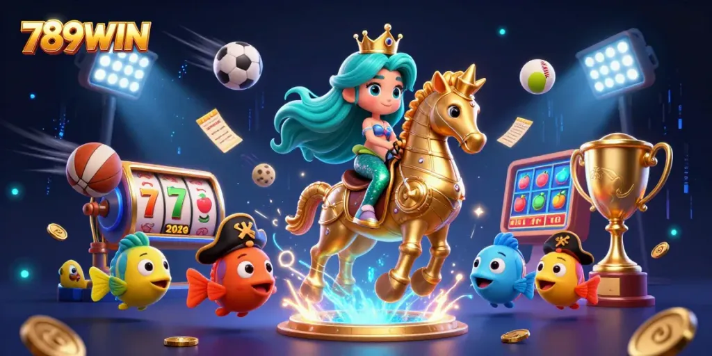 Win big with 789WIN's lively 3D mermaid casino scene full of games and excitement!