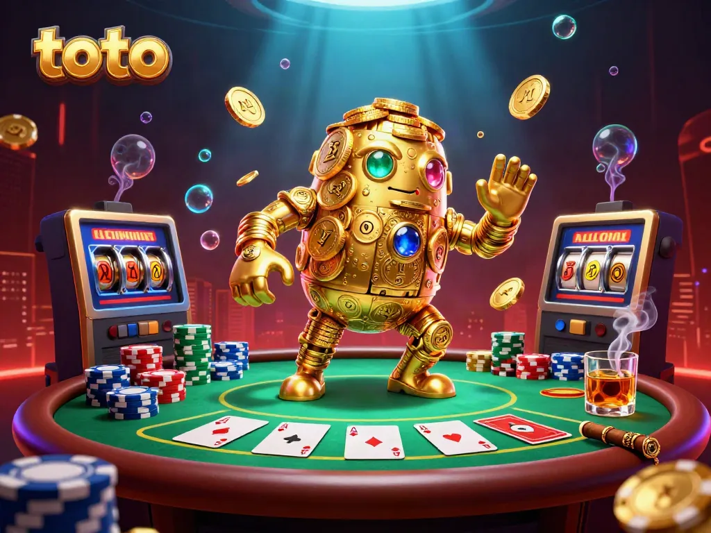 Experience the thrill of toto with an animated golden golem and rich casino elements.