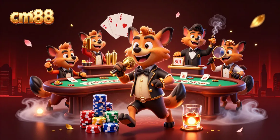 Engage in cm88's comedy casino scene with hyenas as comedians, bartenders, and bouncers.