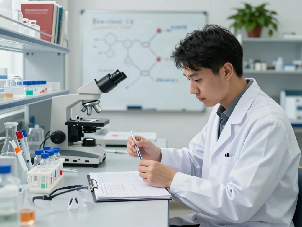 Scientist preparing research peptides at peptideprice/store.
