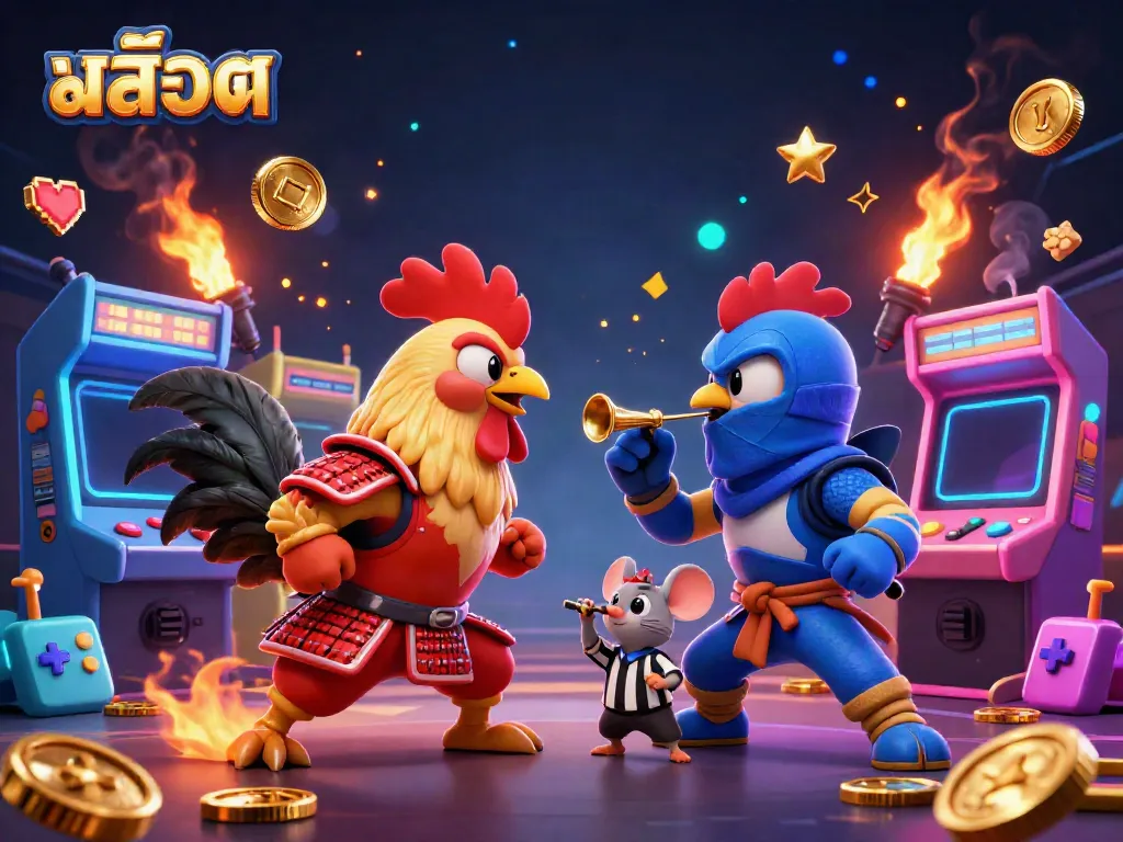 Slot machines animated by cartoon fighting roosters add excitement to gaming adventures.