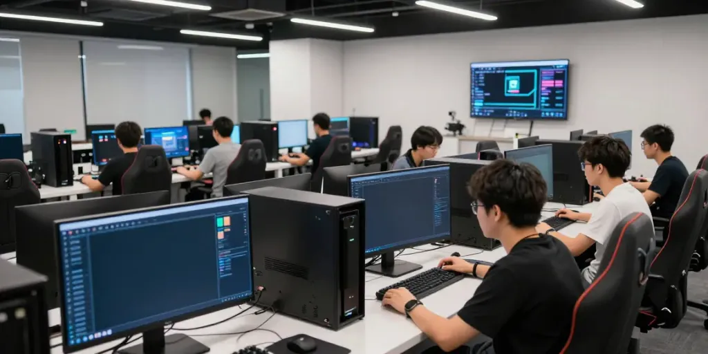 Dynamic gaming environment showcasing situs singatoto's Bulkhead Pattern architecture and development team in action.