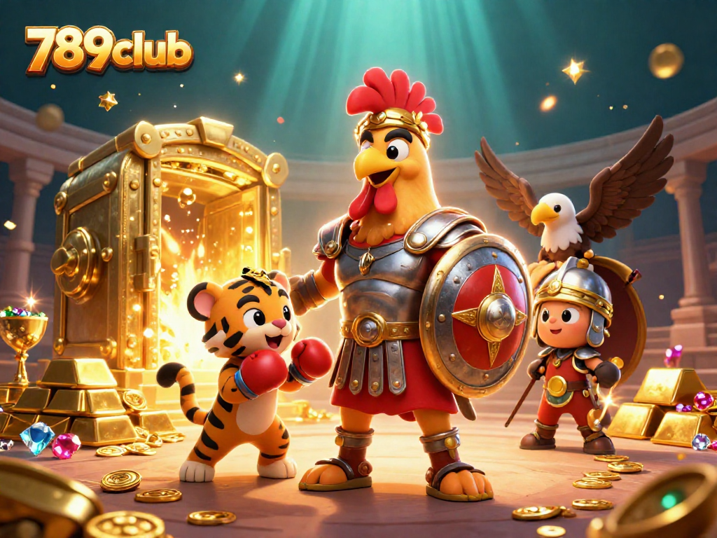 Engage with the thrilling excitement of 789club in a vibrant 3D casino scene featuring rich treasures and colorful characters.