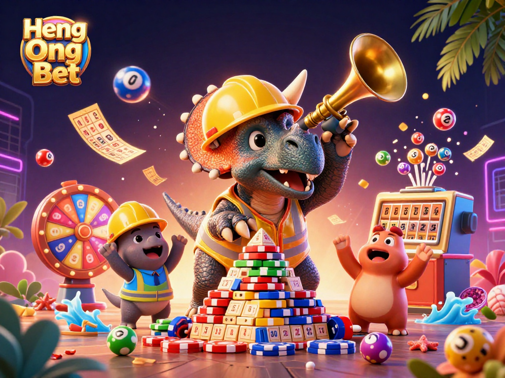 Experience the excitement of Heng Ong Bet with a vibrant casino-themed illustration.