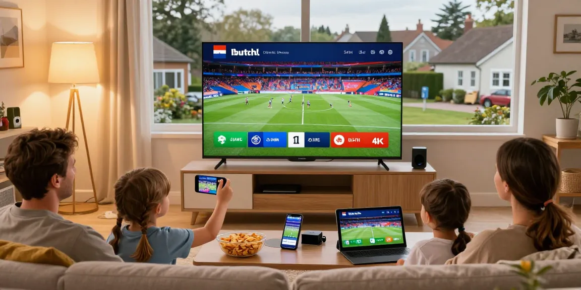 Gezin geniet van iptv abonnementen op moderne Smart TV in 4K kwaliteit.