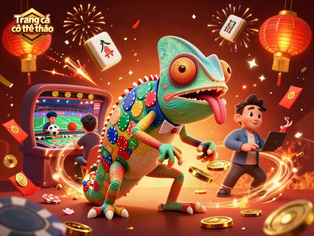 Bet on Trang cá cược thể thao with dynamic sports betting elements in vibrant 3D illustration.