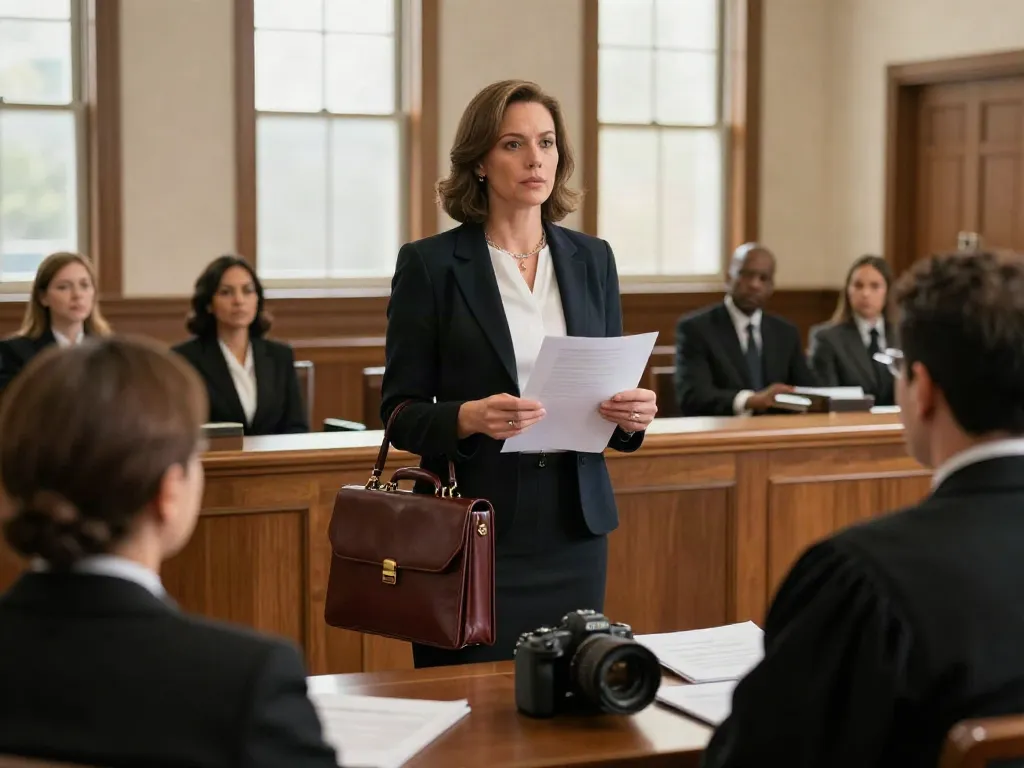Karen McCleave attorney presenting a case with confidence in court.