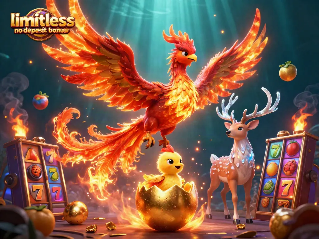 Experience the limitless no deposit bonus with vibrant casino slot action and lively characters.