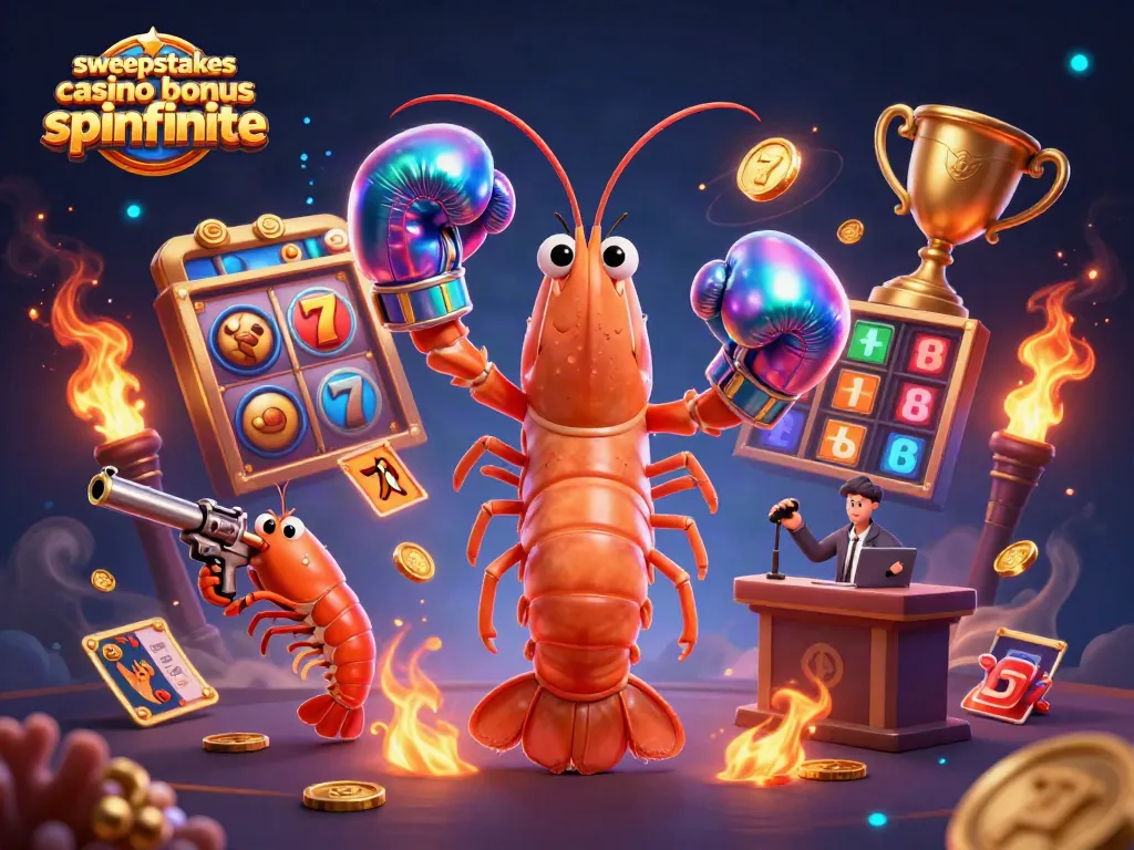 Engage in the sweepstakes casino bonus spinfinite with vibrant 3D characters showcasing slots action.