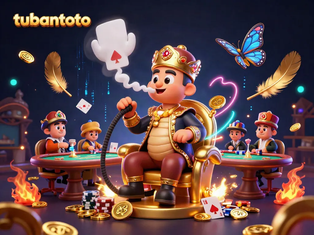 Experience thrilling poker with tubantoto's enchanting caterpillar master in a vibrant casino scene.