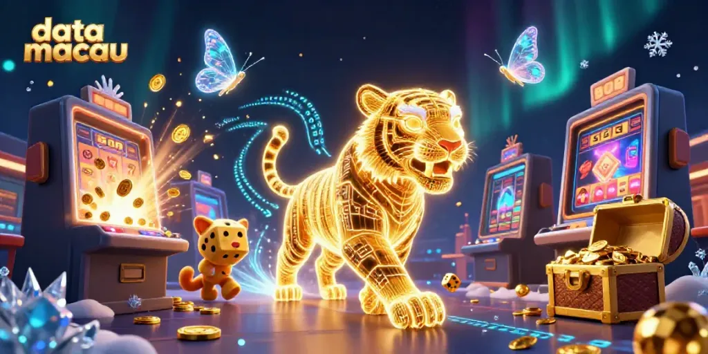 Melihat data Macau terbaru dengan slot yang mencolok dan koin emas berkilauan.