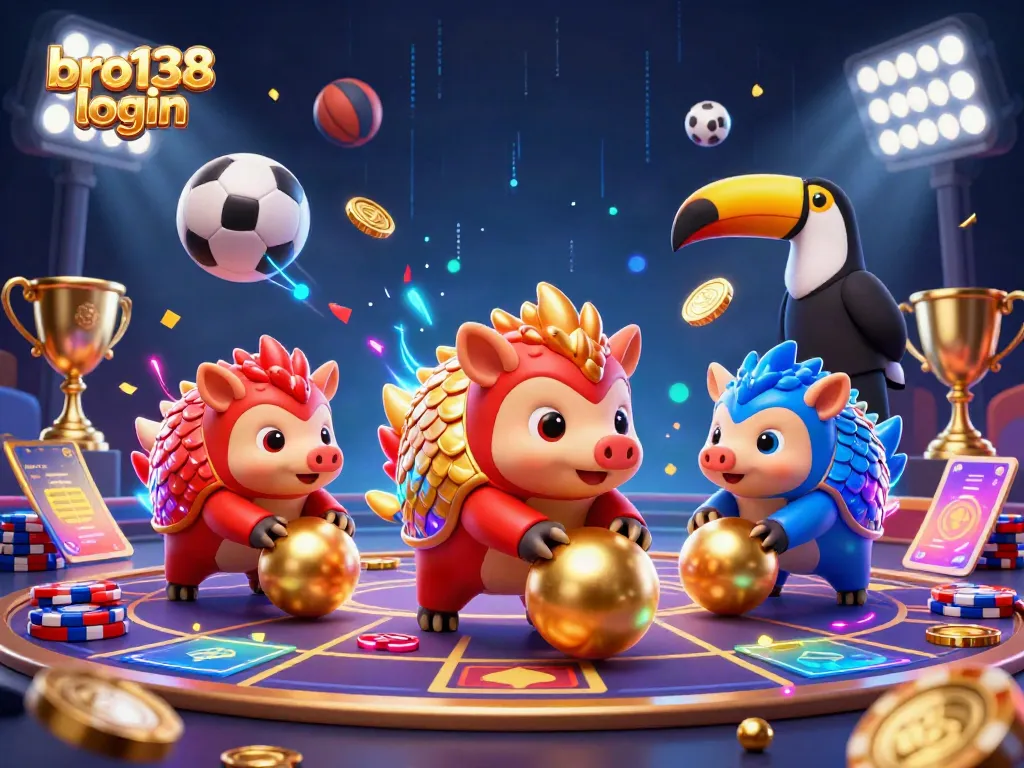 Experience thrilling gaming with bro138 login featuring lively pangolins and vibrant casino elements in action.