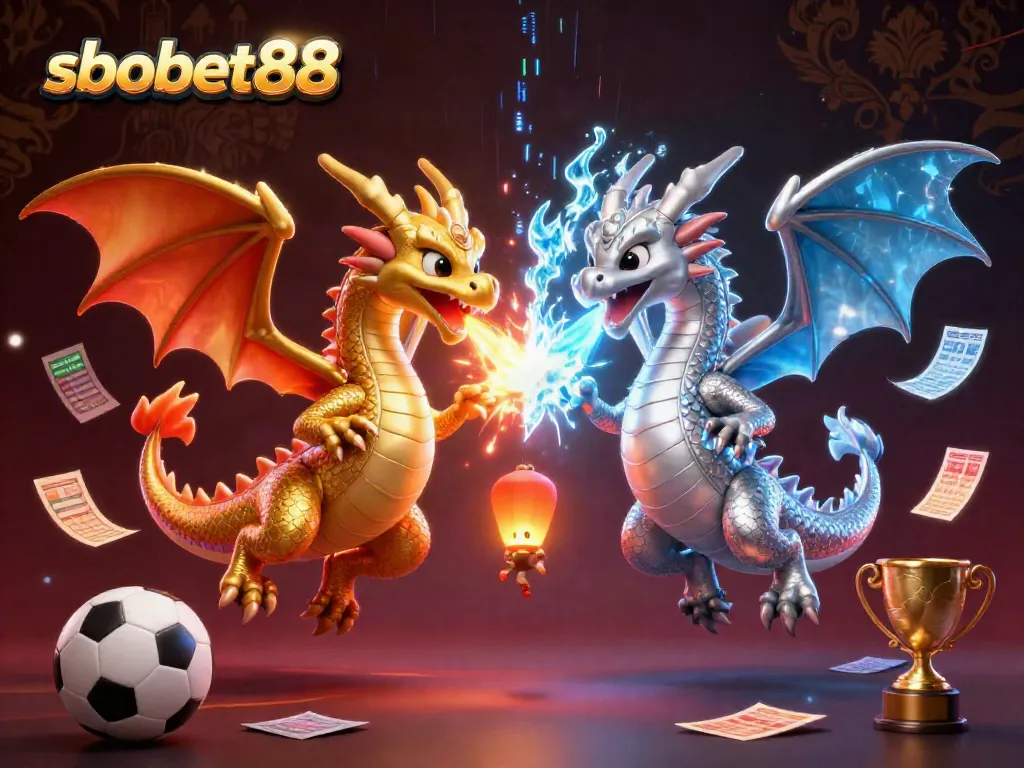 Engage in sbobet88 sports betting with dynamic dragons and vibrant gaming elements.