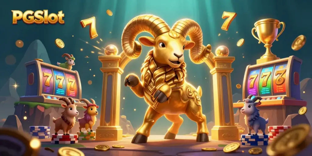 Experience the thrill of PGSlot with our vibrant 3D illustration showcasing exciting slot gameplay.