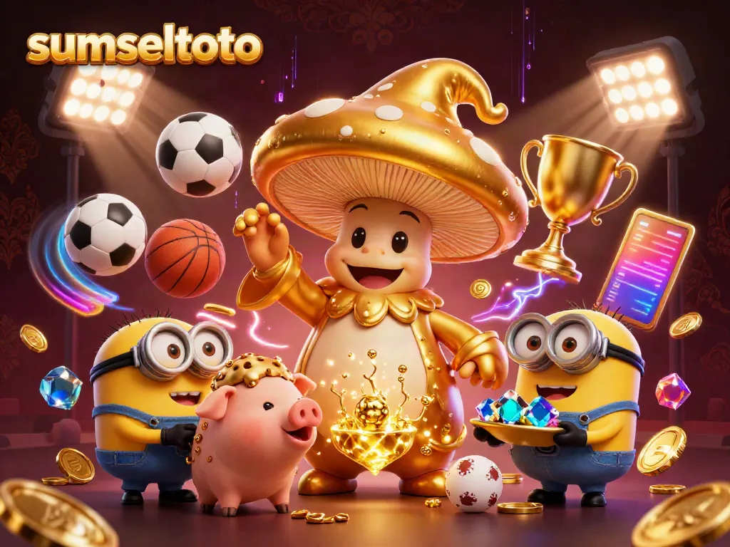 Experience VIP gaming with sumseltoto, highlighted by golden wizard, treasure, and sports action.