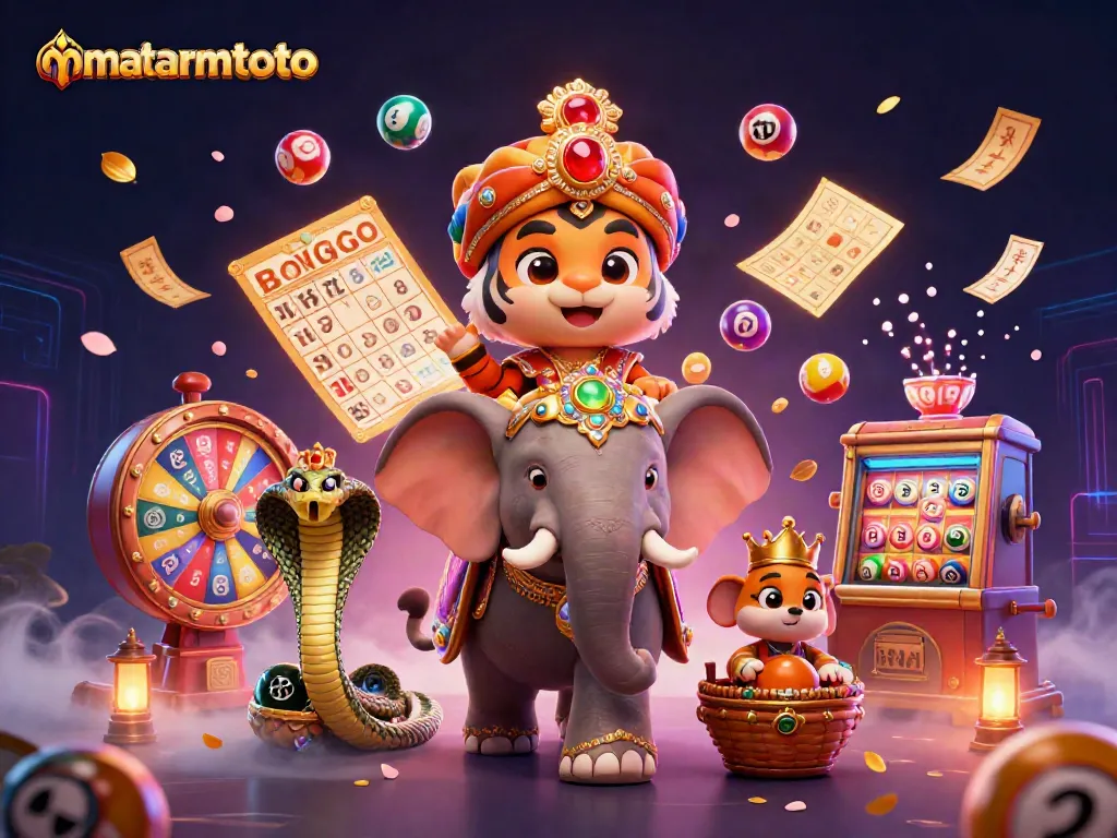 Experience the excitement of mataramtoto with a vibrant 3D casino scene featuring winning elements and festive atmosphere.