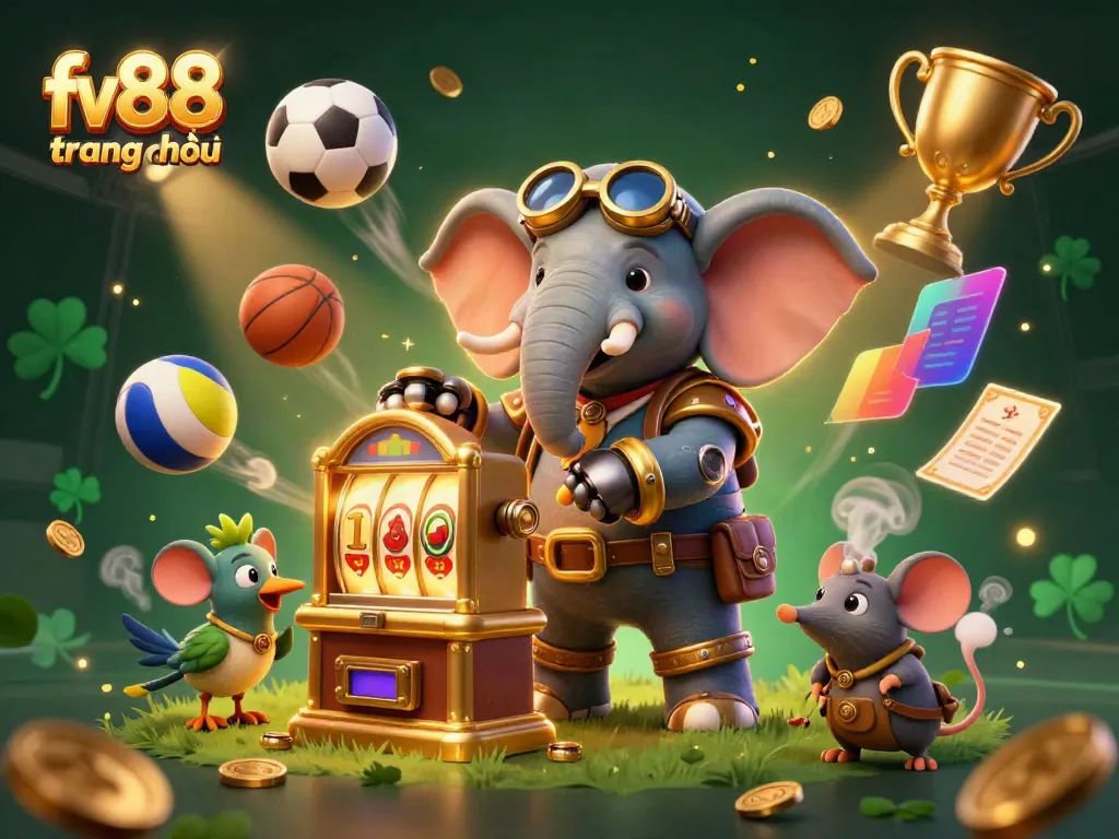 Experience the thrill of fv88 trang chủ with a vibrant 3D scene featuring gameplay elements and characters.