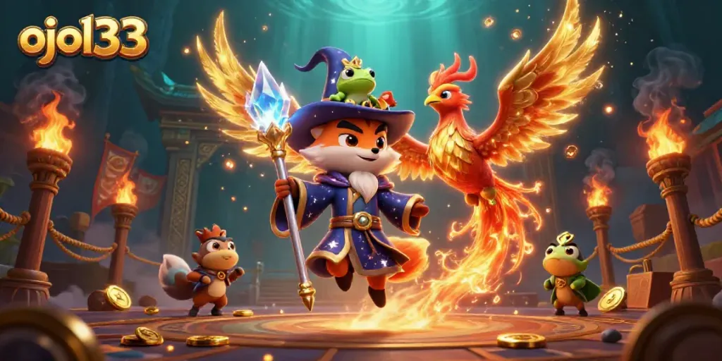 Experience thrilling gameplay with ojol333 in a vibrant mystical gaming arena.