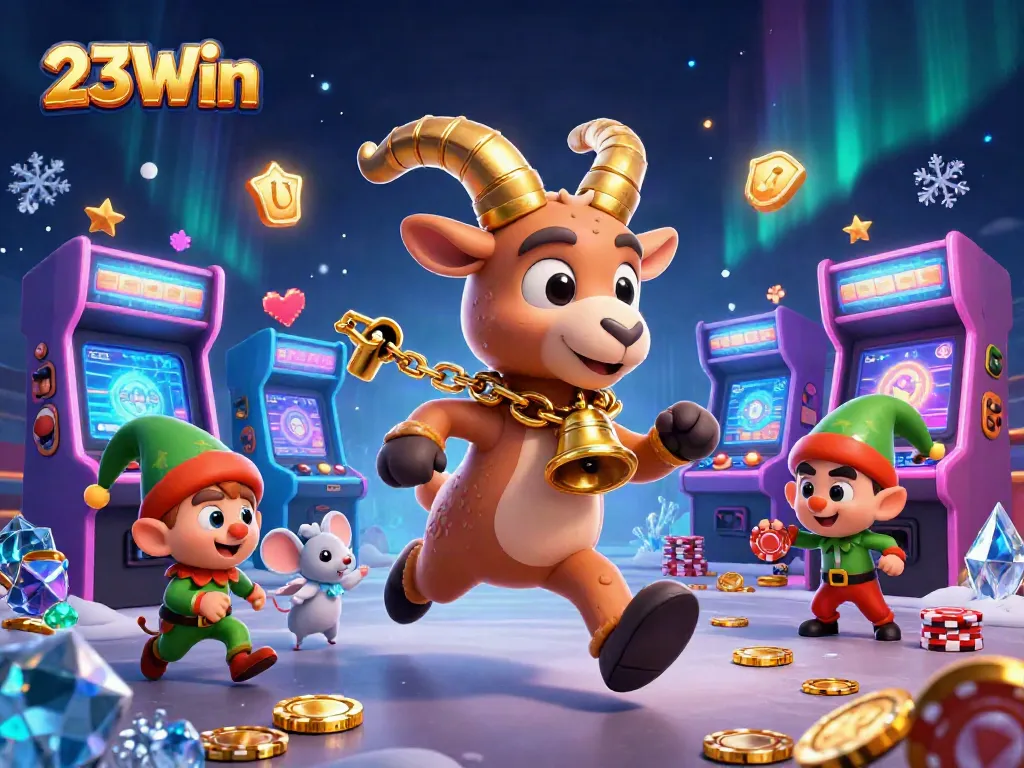 Experience thrilling gambling action at 23Win's festival-themed holiday casino illustration.