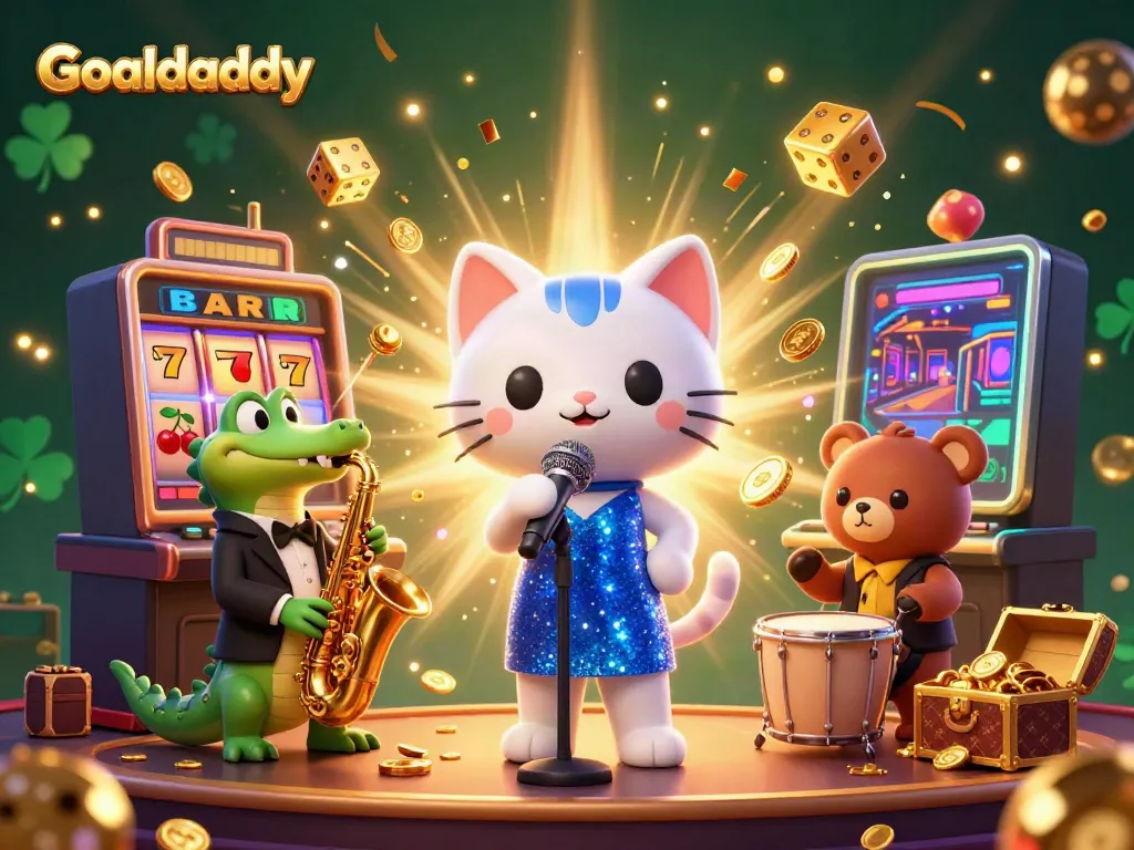 Experience thrills at Goaldaddy with jubilant casino characters amidst a jackpot explosion.