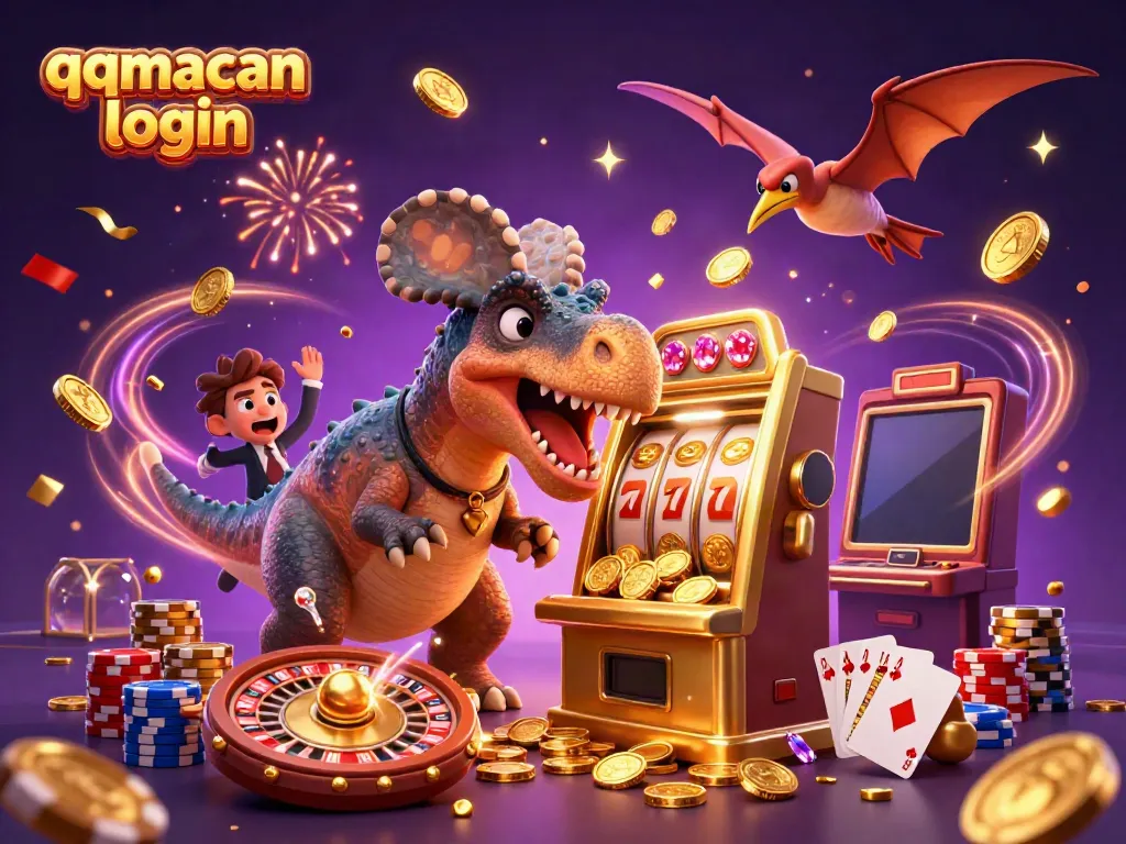 Watch as the pachycephalosaurus triggers a jackpot at qqmacan login, amid flying coins and casino chaos.