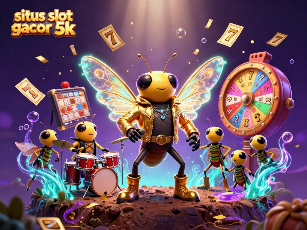 Engage with the excitement at situs slot gacor 5k, featuring vibrant characters and slot elements.