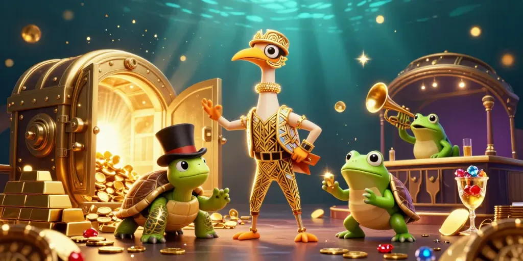 Experience the thrill of bola slot with vibrant characters and a treasure vault bursting with gems.