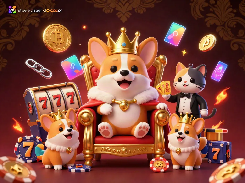 Memenangkan permainan di situs slot gacor dengan slot reels, corgi sebagai raja kasino, dan efek gamer memukau.